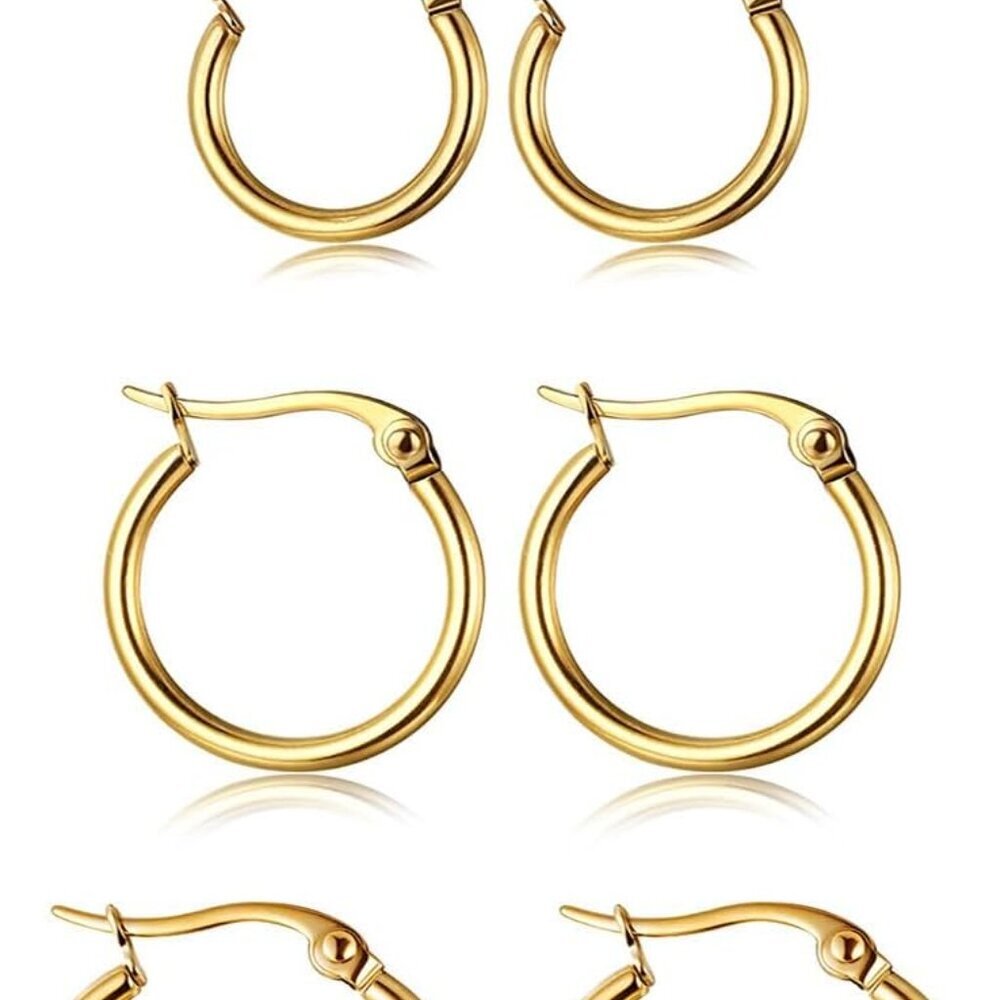 4 Pairs Stainless Steel Hoop Earrings Set Cute Huggie Earrings for Women,10MM-20